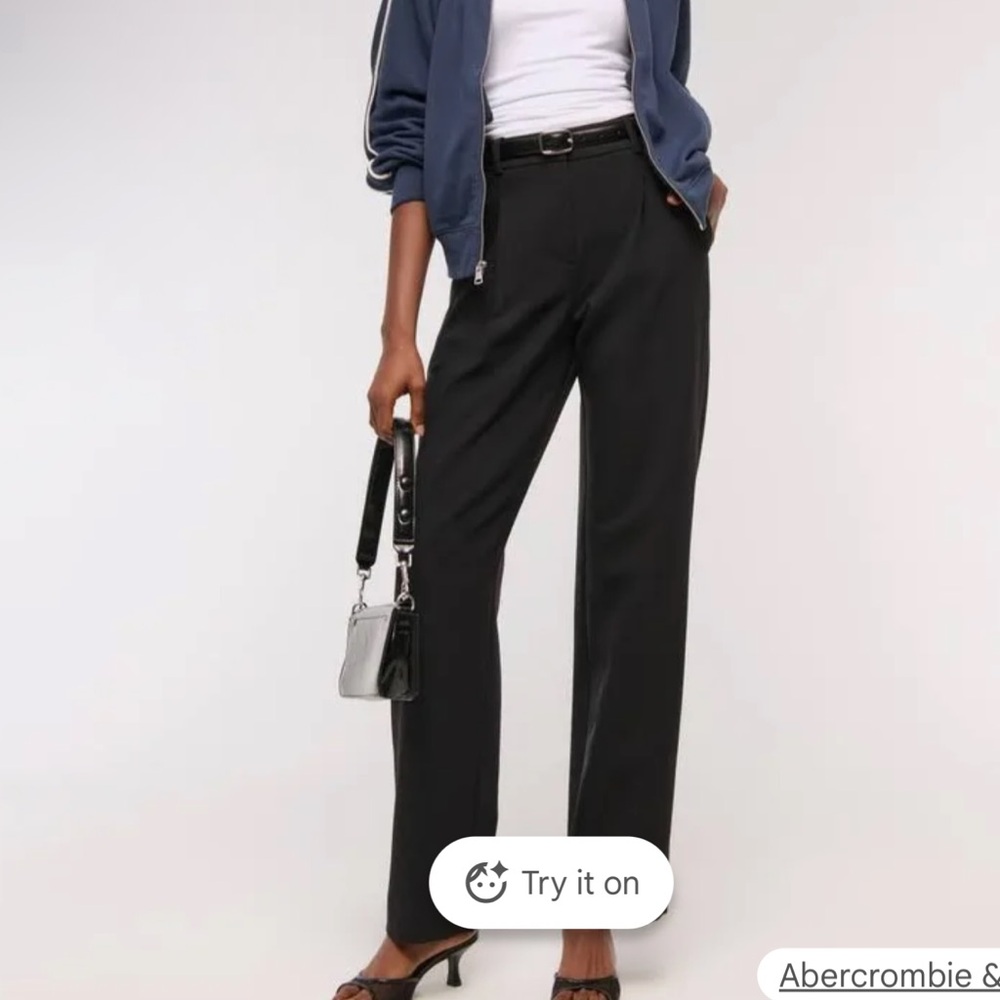 Abercrombie & Fitch Black Straight-Leg Dress Pants